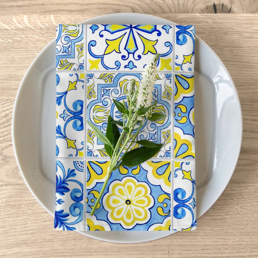 Portuguese Tile Napkin Azulejo Napkins Majolica Tiles Etsy