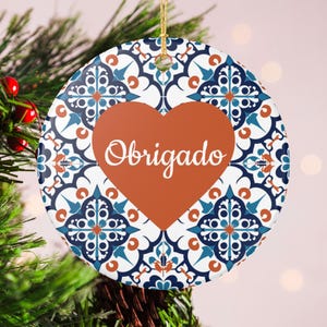 Adorno de azulejo portugués, decoración para árbol de Navidad, adorno familiar personalizado, recuerdo de Portugal, decoración de cerámica de estilo mediterráneo