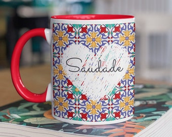 Portugal Saudade Coffee Mug, Portuguese Colorful Tile Tea Cup, Vovo Christmas gifts, Mediterranean Kitchen Decor