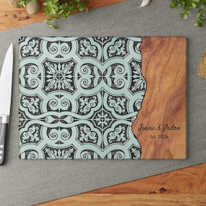 Portugal Tile Wedding Gift, Custom Cutting Board, Personalized Tile Kitchen Board, Mediterranean Decor, Couple Cooking Gift, Christmas Gifts