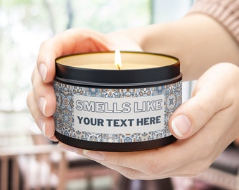 Vela de azulejos mediterráneos personalizada huele a vela de lata de soja de coco vegana regalo para su mamá de Navidad regalo Portugal azulejos españoles decoración del hogar