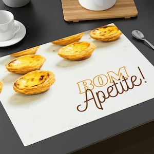 Portuguese Pastel Nata Placemat, Portugal Tart Table Mat, Kitchen Decor, Housewarming Gift, Custom Placemat, Cotton Placemat Set of 2 or 4