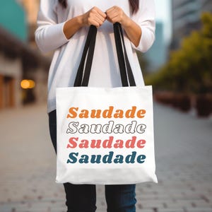 Portugal Saudade Tote Bag, Portuguese Mom Gift, Colorful Summer Beach Bag, Reusable Casual Shopping Bag, Portugal Travel Bag