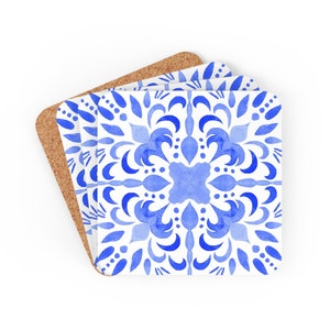 Portuguese Tile Coasters, Wedding favours, Azulejos, Portugal Family Christmas Gift, Mediterranean Home Decor, Coaster Set 4