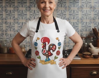 Custom Portugal Rooster Apron, Portuguese Cooking Gift, Chefs Christmas Gift, Housewarming Gift, Kitchen Accessory, Vovo Grandma Apron