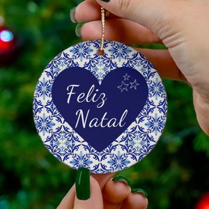 Merry Christmas Ornament Portugal Tile Ornament Blue lisbon Azulejo Portuguese Home Decor Gift Christmas Tree Decor Ceramic Ornaments