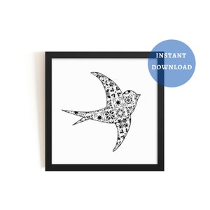 Portugal Swallow Bird Print, Portuguese Wall Art, Portugal Tile Decor, Housewarming Gift, Instant Download,