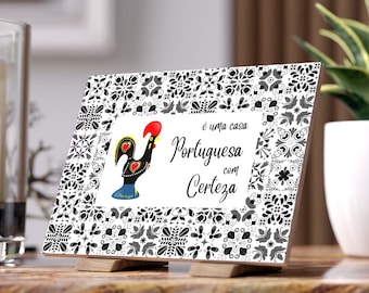 Piastrelle in ceramica portoghesi, gallo portafortuna portoghese, decorazione da cucina con piastrelle azulejo, regalo di inaugurazione della casa, regalo di Natale per la famiglia portoghese, per interni