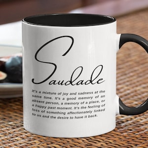 Portuguese saudade mug, quotes about life, Portugal souvenir, ceramic tea cup, grandma mug, Christmas gifts