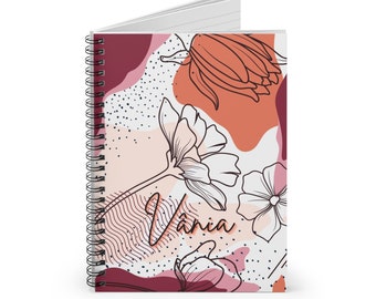 Personalized Floral Journal, Custom Spiral Notebook, Sketchbook Mini Planner, Friend Birthday Gift, Anniversary Gift, Vacation Journal