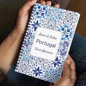 Portugal Tile Travel Notebook, Personalized Vacation Diary, Personal Unique Portuguese Birthday Gift, Mini Planner Book, Journal Spiral Book