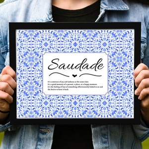 Saudade, Portugal Wall Art, Portuguese Tile Poster, Physical Print, Modern Home Decor, Living Room Wall Art, Farmhouse Wall Decor, No Frame