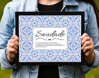 Saudade, Portugal Wall Art, Portuguese Tile Poster, Physical Print, Modern Home Decor, Living Room Wall Art, Farmhouse Wall Decor, No Frame