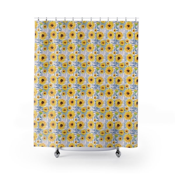 70s Retro Sunflower Shower Curtain Boho Yellow Floral Bath Curtain Nature Bathroom Vintage Decor Flower Curtain New Home Decor Gift