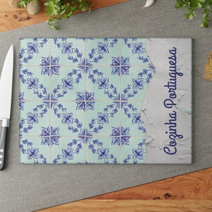 Portugal Cutting Board: Blue Tile Kitchen Decor, Portuguese Cook Mom Gift, Vovo Christmas Gift