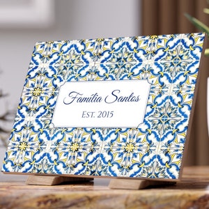 Personalized Tile Family Sign Portuguese Gift Customized Portugal Ceramic Tile Azulejo Atrio Home Decor Custom Wedding Gift Christmas Gift