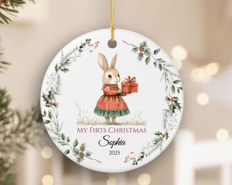 Baby Ornament First Christmas, Custom Baby Gift, Decorative Keepsake for Newborn, Holiday Tree Decoration, Personalized Xmas Baby Girl