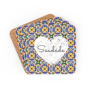 Portugal Saudade Coaster, Lissabon-tegelonderzetters, Azulejo-decor, housewarmingcadeau voor familie, Portugal souvenir, huwelijksverjaardagscadeau