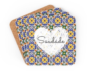 Portugal Saudade Untersetzer, Lissabon Untersetzer, Azulejo Dekor, Einweihungsgeschenk für die Familie, Portugal Souvenir, Hochzeitsjubiläumsgeschenk
