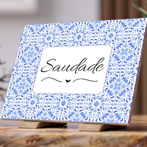Portugal Saudade Tile Sign, Personalized Tiles, Portuguese Couple Gift, Mediterranean Home Decor, Welcome Sign, Housewarming Christmas Gift