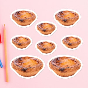 Pastel de Nata Stickers Portuguese Egg Custard Tart Photo Portugal Pastry Illustration Notebook Decor, Vinyl 1 Sheet 6x6&quot; with 8 Stickers