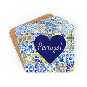 Portugal Tile Coaster, Wedding Favours, Custom Portuguese Family Gift, Housewarming Present, Mediterranean Home Decor, Coaster Set 4