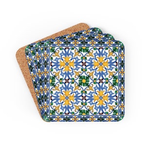 Portuguese Tile Coaster, Azulejo, Portugal Souvenir, Barware Decor, Housewarming Present, Family Christmas gift Ideas, Set 4