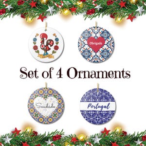 Adorno de azulejo de Portugal, decoración para árbol de Navidad, souvenir portugués, decoración navideña para el hogar, regalo de inauguración de la casa, juego de cerámica (4)