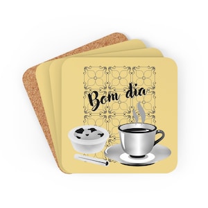 Bom Dia Portugal Coaster, Pastel Nata, Coffee, Portuguese Egg Tart,  Portuguese Tile, Azulejo, Home Decor, Christmas Gifts, Set 4