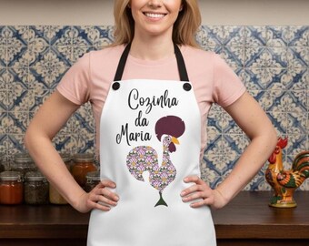 Portugal Rooster Apron, Custom Portuguese Cooking Gift, Mom Kitchenware, Kitchen Accessory