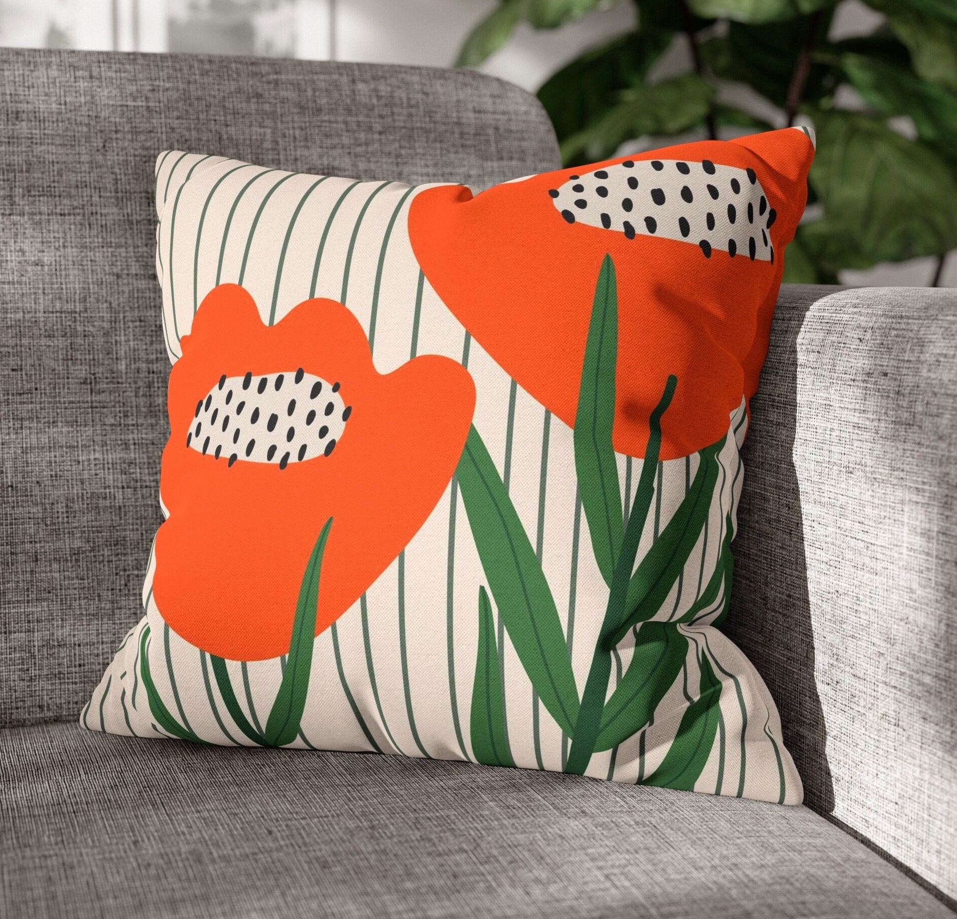 Minimalist Decor Tulips Pillow Flower Modern Abstract Cushion Red Indoor Pillow Boho Floral Living Room Decoration Color Housewarming Gift