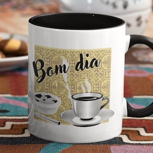 Portugal Coffee Mug, Pastel de Nata Portuguese Good Morning Cappuccino Cup, Mom Christmas Gift, Vovo Tea Cup, Grandpa Mug Gift