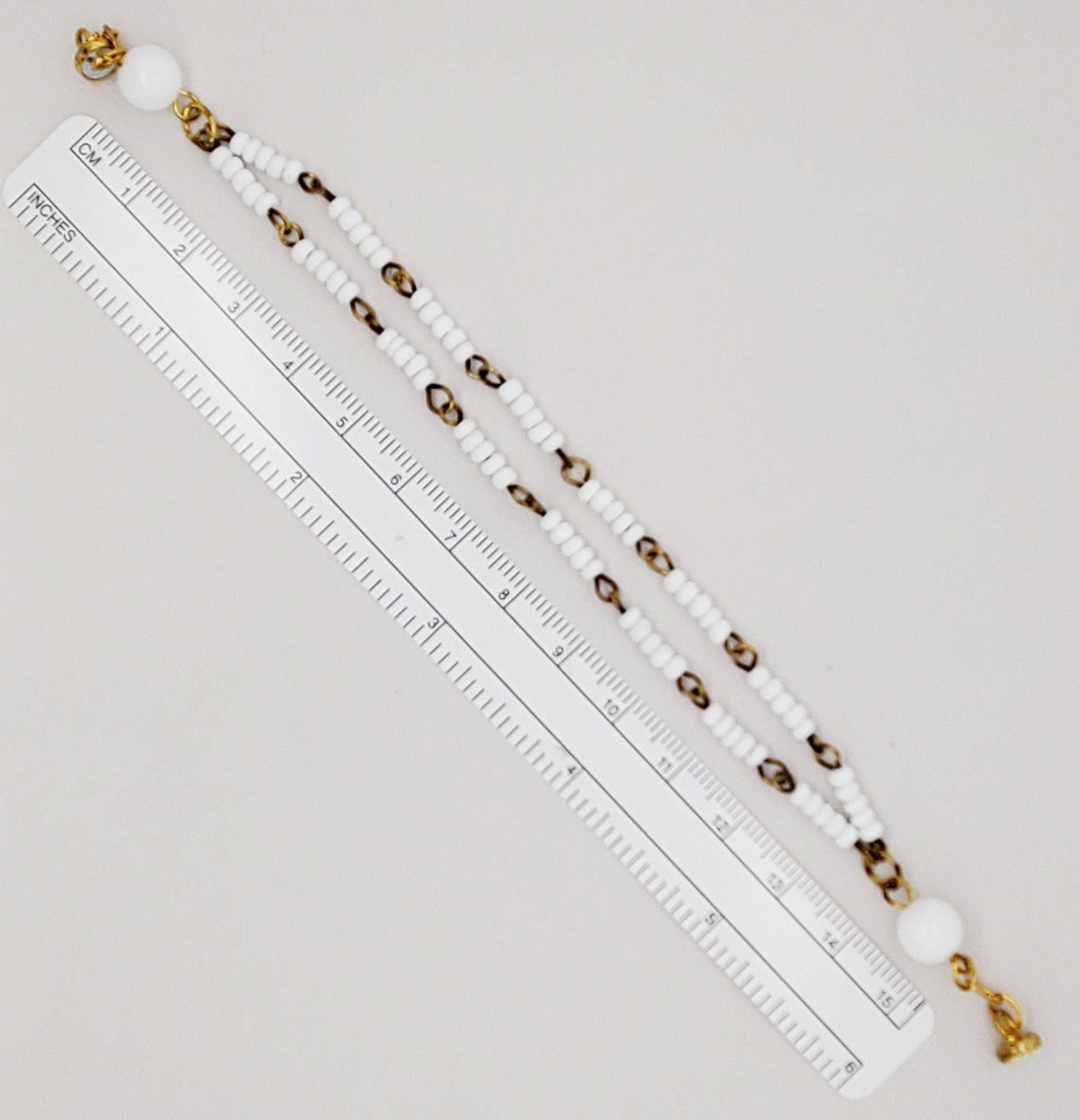 White Bead Chain Bracelet 2 Rows of 5 Seed Beads per Link Etsy