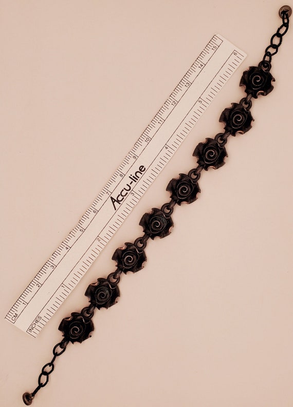 Black Roses Bracelet, 8 Copper-based Black Patina Roses