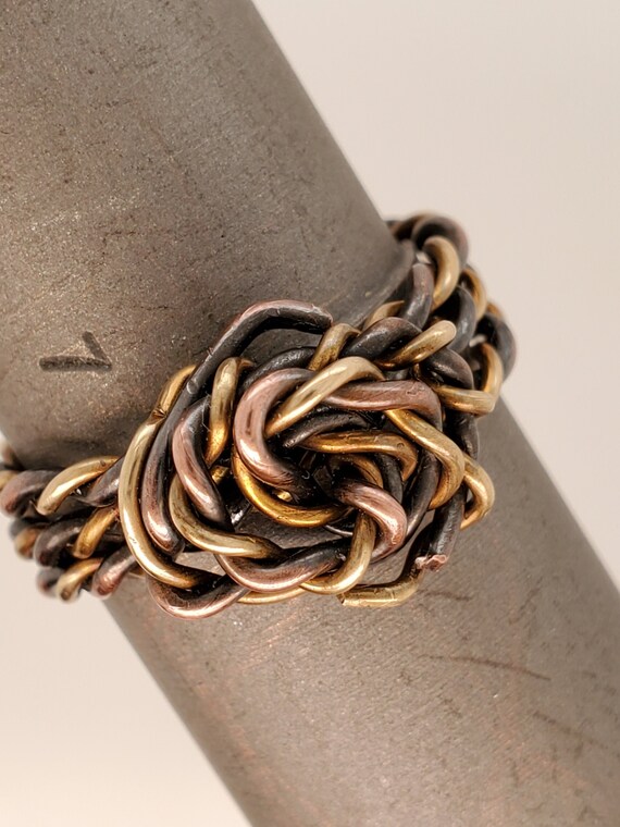 Ring of Twisted Copper and Brass Wires Ending With Swirl Etsy