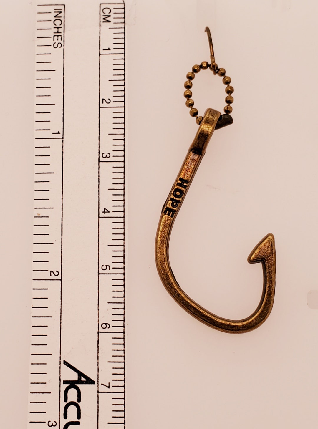 Fishing Hook Earrings in Antique Brass on Fine Ball Chain and Etsy