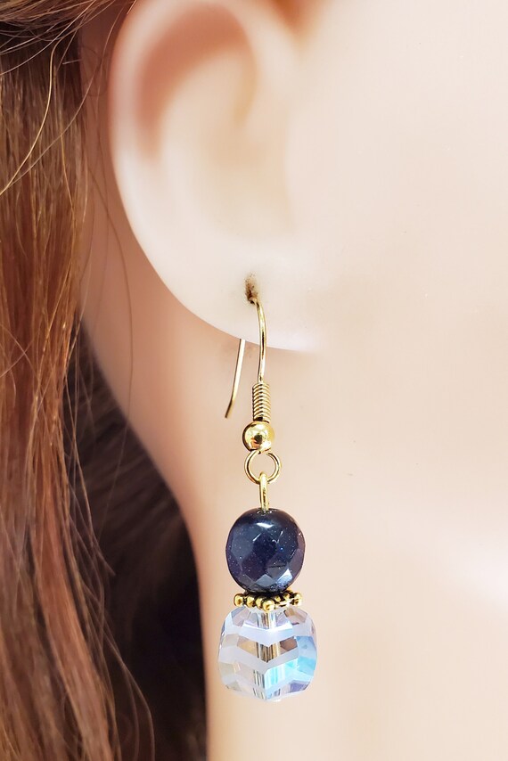 Blue goldstone shop earrings