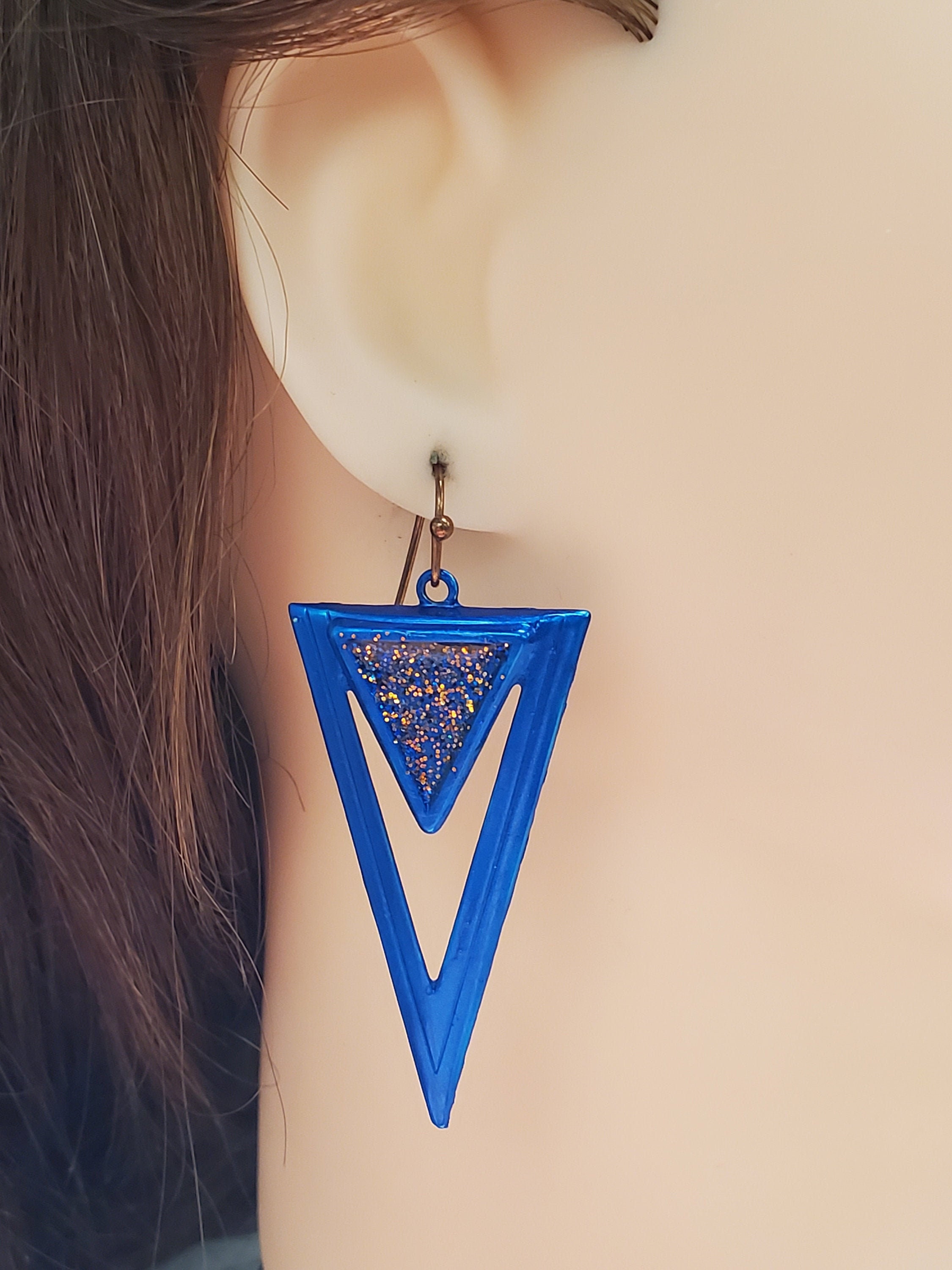 Blue on sale triangle earrings