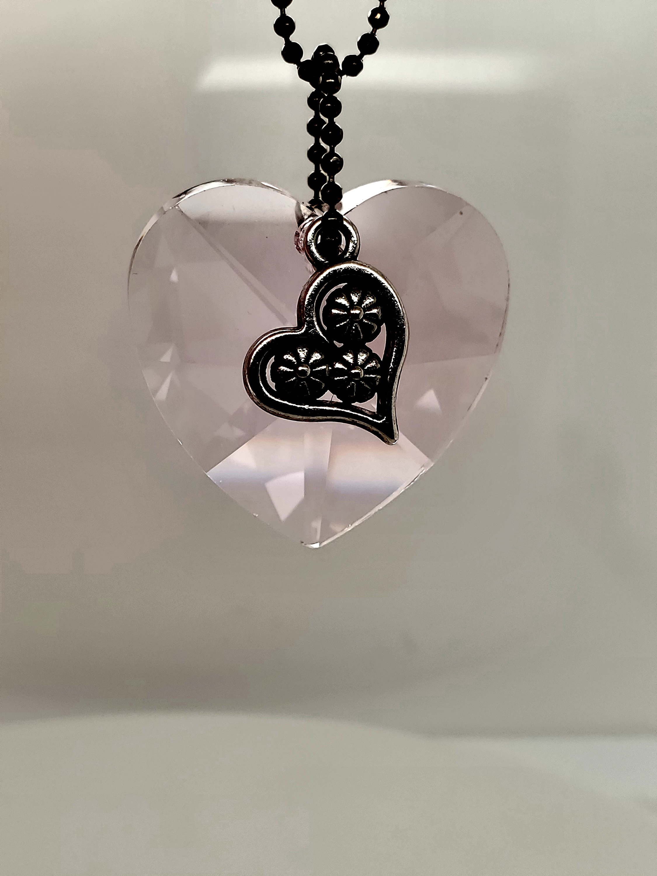 Großes hellrosa Swarovski Kristall Herz und Silber Herz Charm Etsy.de