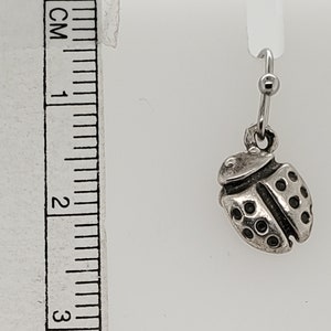 Cute Ladybug Earrings in Antique silver tone, 3-D details on front and back, silver tone ear wires