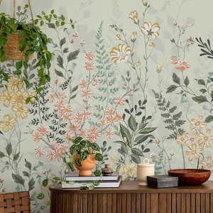 Exotic Floral Wallpaper - Multicolor Wildflower Mural | Peel and Stick Wallpaper-C514