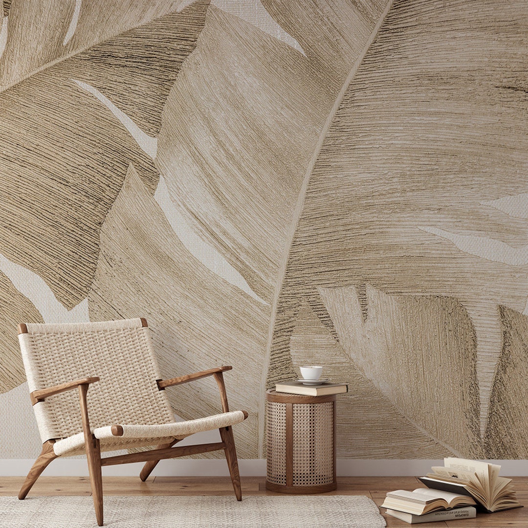 Banana Leaf Wallpaper Mural: Tropical Peel and Stick Wall Decor - Etsy