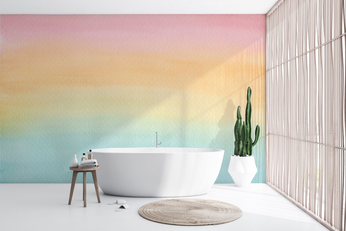 Peel and Stick Wallpaper Ombre Multicolor Wallpaper Blue to - Etsy