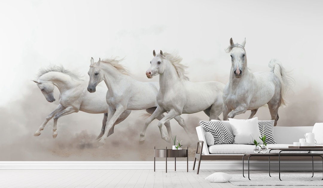 The Horse Wallpaper, Wall Mural, Wall Decoration Seating Area A White