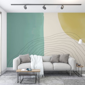 Abstract Peel and Stick Wallpaper: Trendy Colored Wall Mural