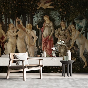 Botticelli Primavera Wall Mural - Classic Renaissance Art Photo Mural for Vintage Home Décor B639