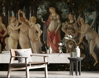 Botticelli Primavera Wall Mural - Classic Renaissance Art Photo Mural for Vintage Home Décor B639