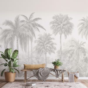Tropical Wallpaper Palm Tree Mural | Botanical Wallpaper | Peel and Stick Wallpaper Mural-C473