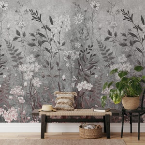 Boho Vintage Floral Wallpaper Mural | Peel and Stick Wall Art-C527