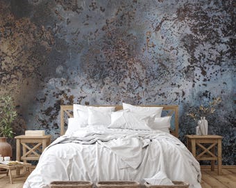 Rustic Vintage Metallic Textured Wallpaper Mural - Peel and Stick Wall Art-C478
